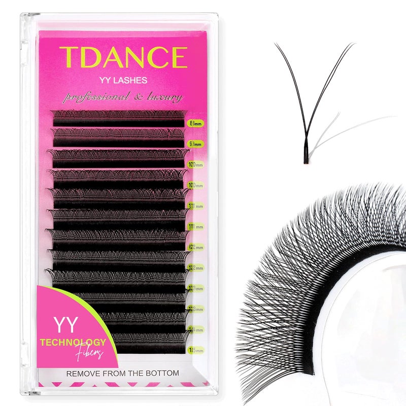 TDANCE YY Lash Extensions Premade Volume Eyelash Fans YY Lashes Matte Black W Lashes ExtensionsYYC005815 mm
